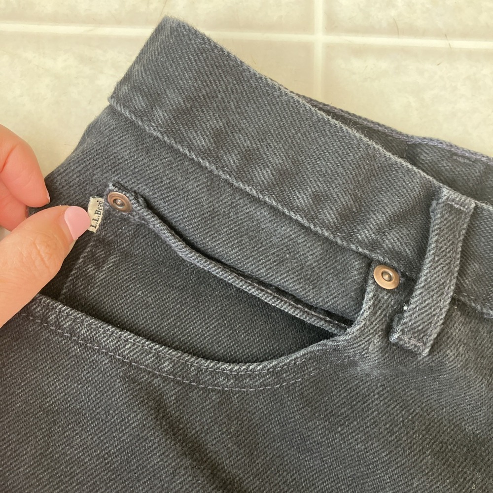 LL Bean Mens Dbl L Classic Fit Jeans 37x30 Black Straight Leg Cotton Denim Vtg - Picture 2 of 4